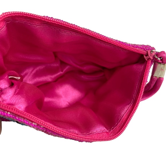 Hand-Beaded Tropical Seahorse Clutch Coin Purse Wallet Pink Island Vibes Sealife - Picture 13 of 14